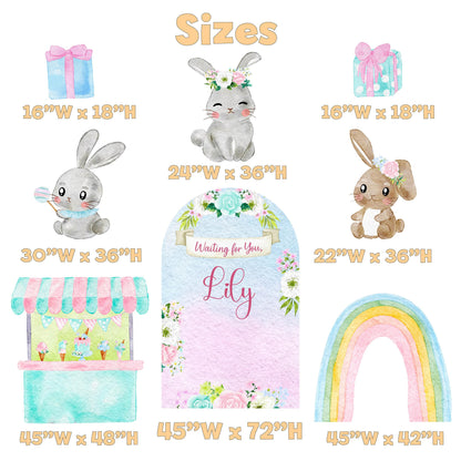 Floral Easter Bunny Cutouts, Ice Cream Baby Shower Decor, Backdrop, Yard Sign, Easter Decor, Rabbit, Rainbow
