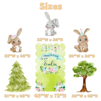 Woodland Bunny Cutouts, Baby Shower Decor, Backdrop, Yard Sign, Easter Decor, Rabbit, Large Tree