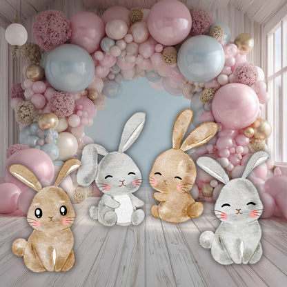 Woodland Bunny Cutouts Set 4, Baby Shower Decor, Backdrop, Yard Sign, Easter Bunny, Rabbit