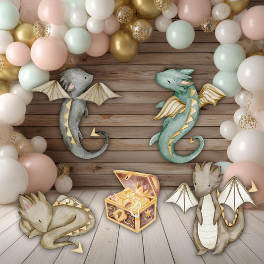 Dragons Cutouts Set of 5 — custom party decor, printed and cut to shape