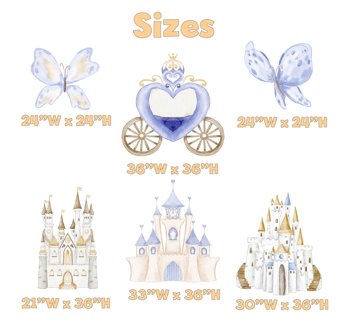 Fairy Kingdom Cutouts (Blue Castle & Carriage), Storybook Baby Shower, 1st Birthday, Girls Birthday, Castle, Princess Party, Fairytale