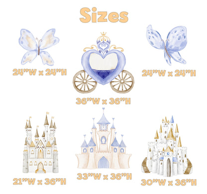 Fairy Kingdom Cutouts (Blue Castle & Carriage), Storybook Baby Shower, 1st Birthday, Girls Birthday, Castle, Princess Party, Fairytale