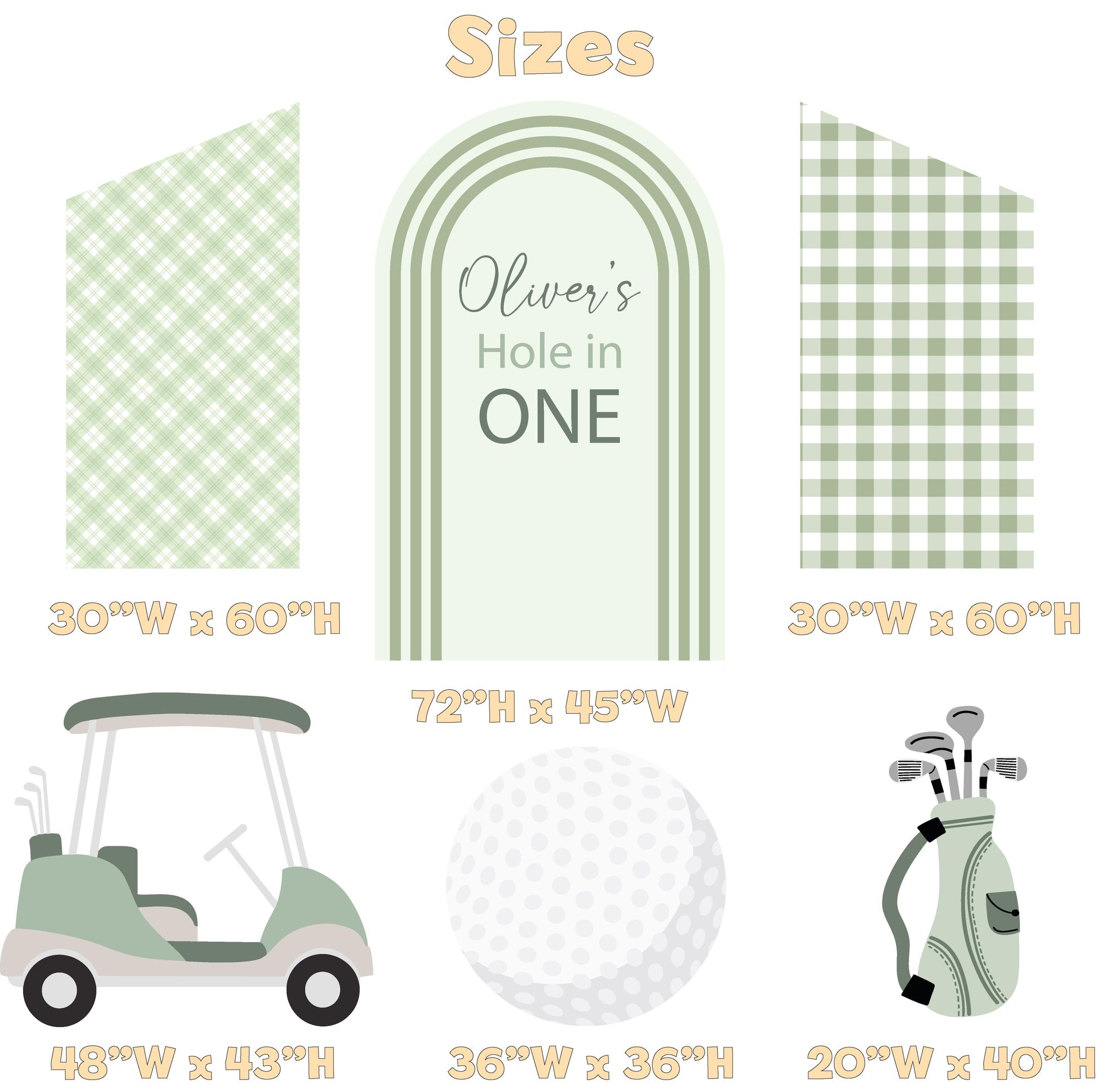 Hole in One Birthday Cutouts (Gingham Arch), Green Golf Party Decor, Golf Baby Shower, 1st Birthday, Baby Shower
