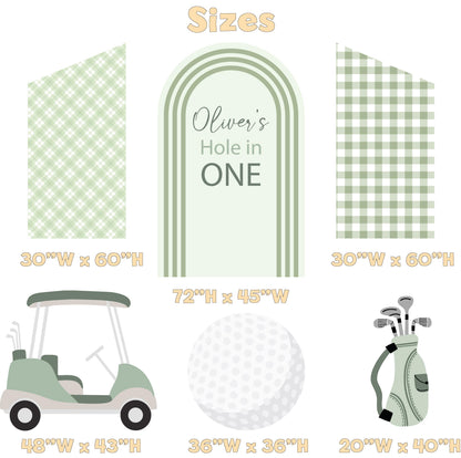 Hole in One Birthday Cutouts (Gingham Arch), Green Golf Party Decor, Golf Baby Shower, 1st Birthday, Baby Shower