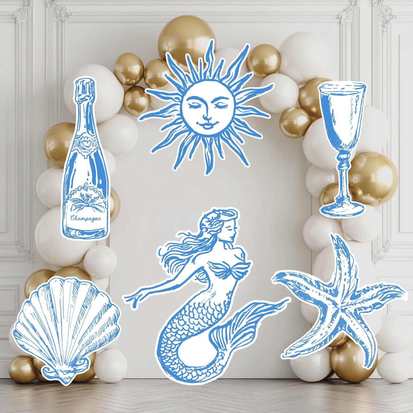 Mediterranean Birthday Cutouts (Beach Chair & Lemons), Amalfi Coast Bridal Shower Decor, Baby Shower, Bachelorette Backdrop