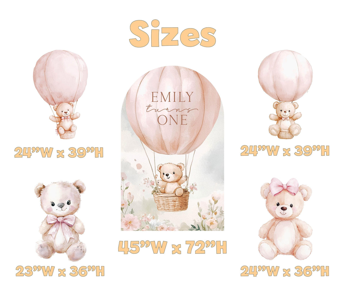 Pink Bear Cutouts, Girls First Birthday, We Can Bearly Wait, Baby Shower, Teddy Bear, Backdrop, Hot Air Balloon