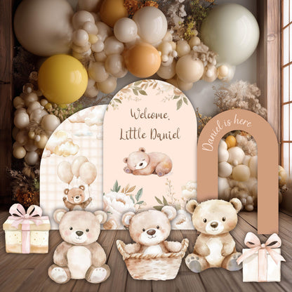 Neutral Bear Baby Shower Cutouts, First Birthday, We Can Bearly Wait, Boho Teddy Bear, Cute Bear, Backdrop