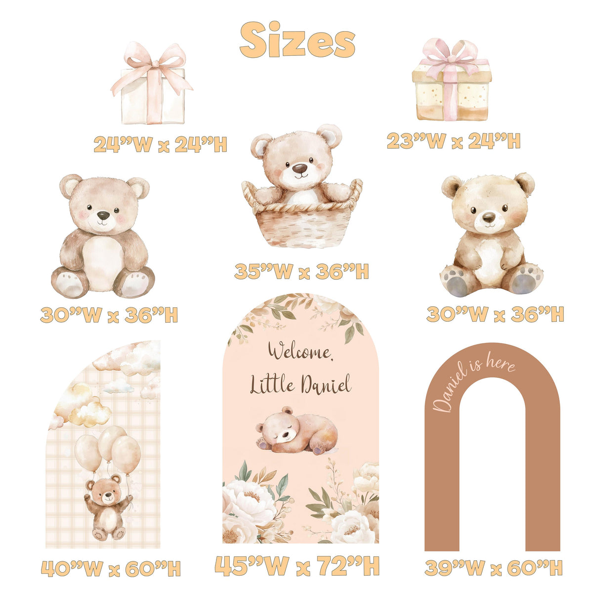 Neutral Bear Baby Shower Cutouts, First Birthday, We Can Bearly Wait, Boho Teddy Bear, Cute Bear, Backdrop