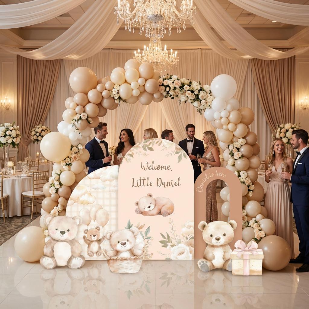 Neutral Bear Baby Shower Cutouts, First Birthday, We Can Bearly Wait, Boho Teddy Bear, Cute Bear, Backdrop