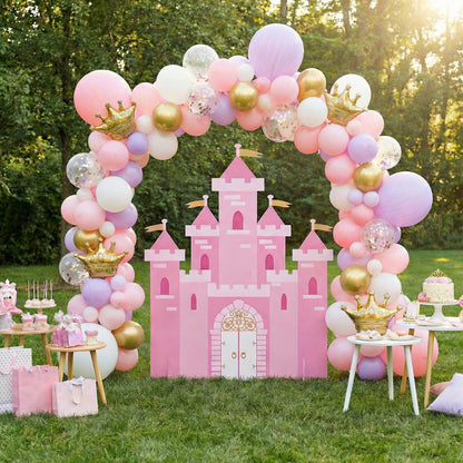 Pink Castle Cutout — custom party decor, printed and cut to shape