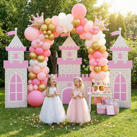 Large Pink 3 PC Castle Cutout — custom party decor, printed and cut to shape