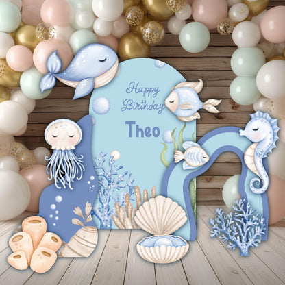 Blue Sea Animals Cutouts, Under the Sea Party, Ocean Animals Props, Baby Shower, Signs, Whale, Backdrop, Underwater Party
