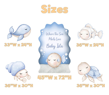 Blue Sea Animals Cutouts, Under the Sea Party, Ocean Animals Props, Baby Shower, First Birthday, Underwater