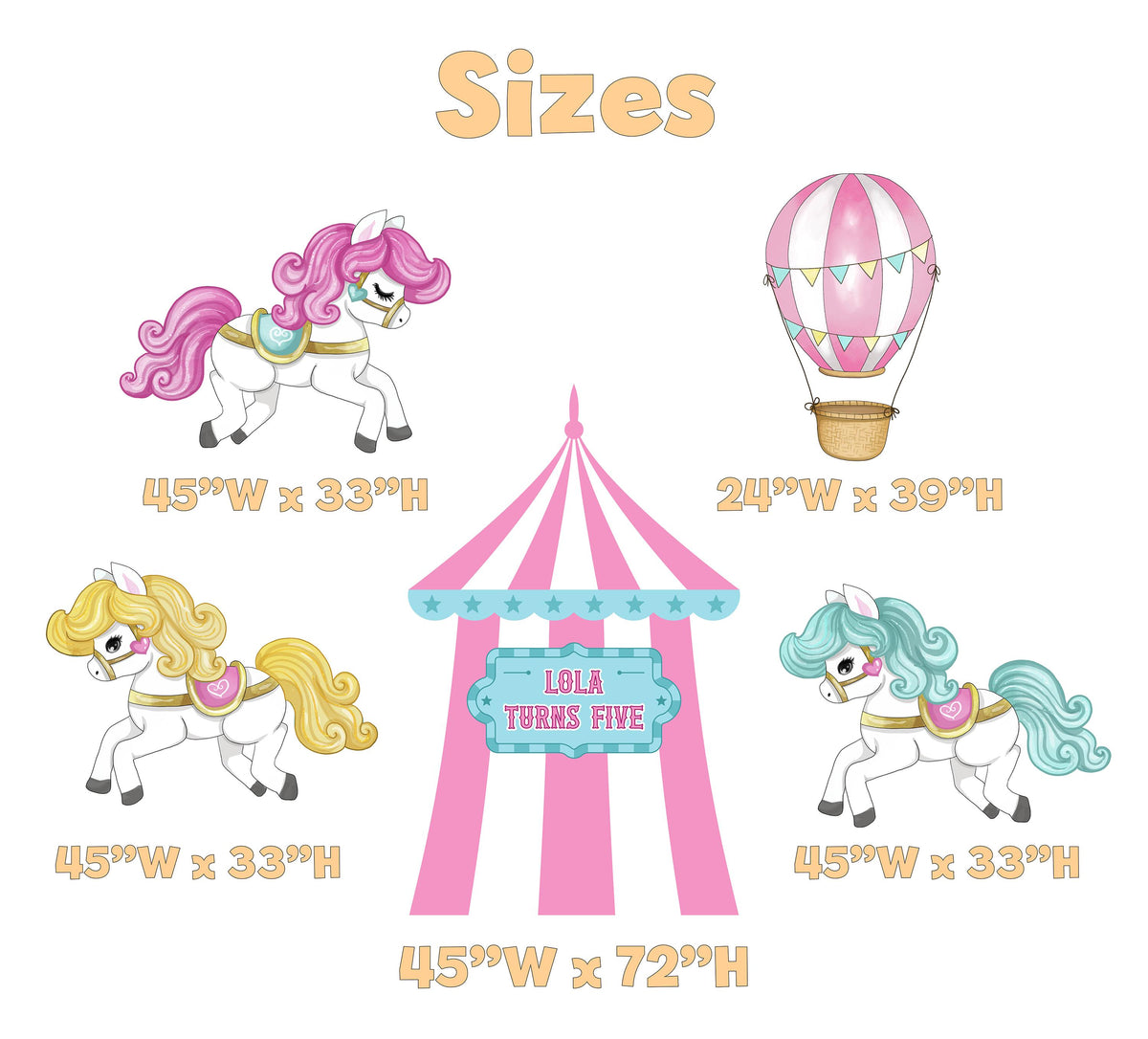 Circus Cutouts (Big Top & Carousel Horses), Carousel Party Decoration, Centerpieces, Baby Shower, Carnival Horse, 1st Birthday Decor