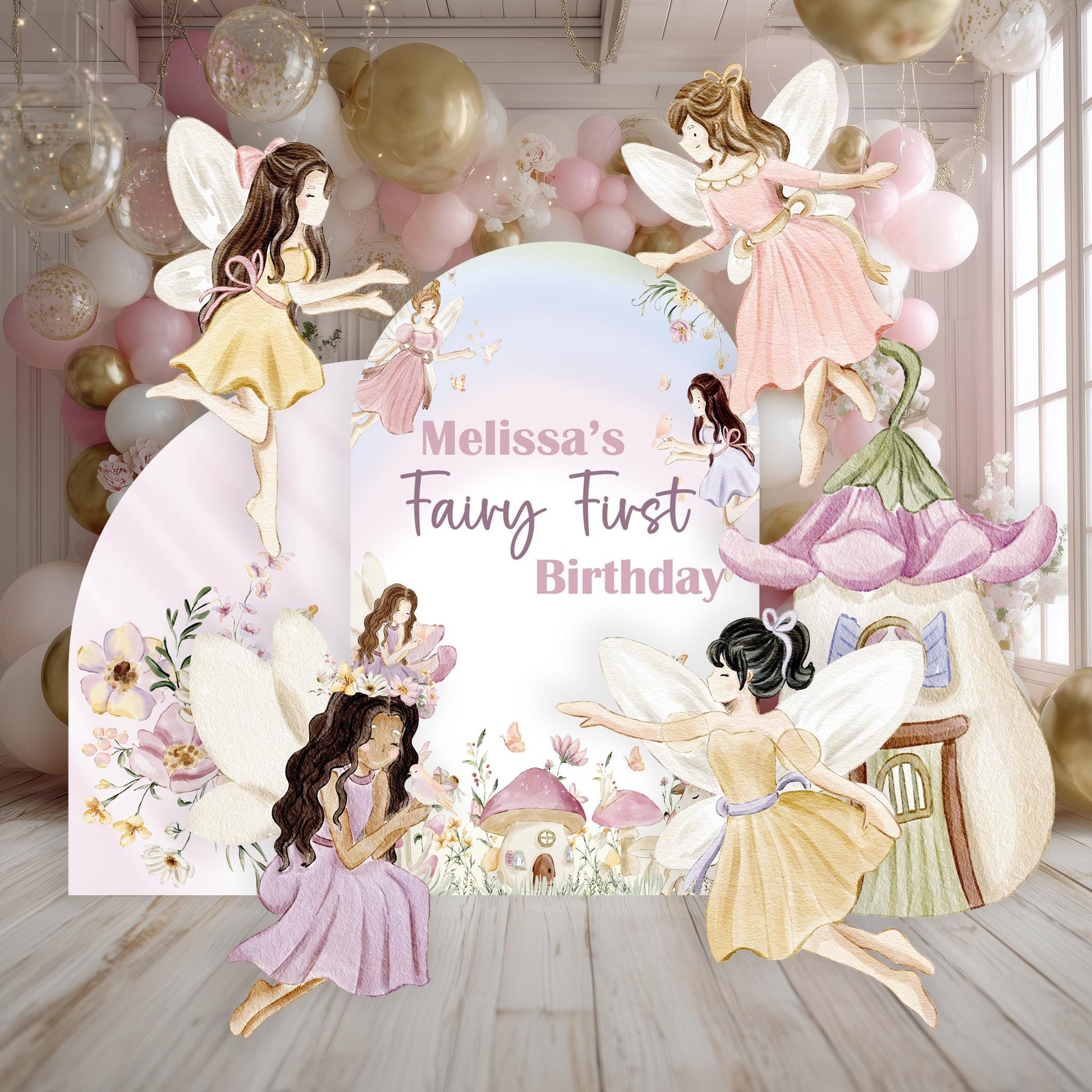 Fairy First Birthday Cutouts, Whimsical Fairy Baby Shower, Enchanted Fairy, Fairy tale, Pink Floral Fairies, Centerpieces, Party Props