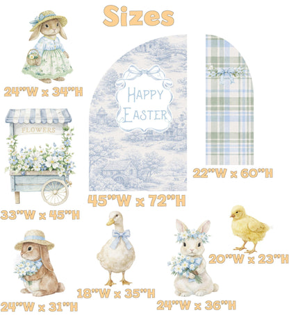 Spring Easter Bunny Cutouts (Blue Easter Arch), Baby Shower Decor, Backdrop, Yard Sign, Easter Decor, Cottagecore, Grandmillennial