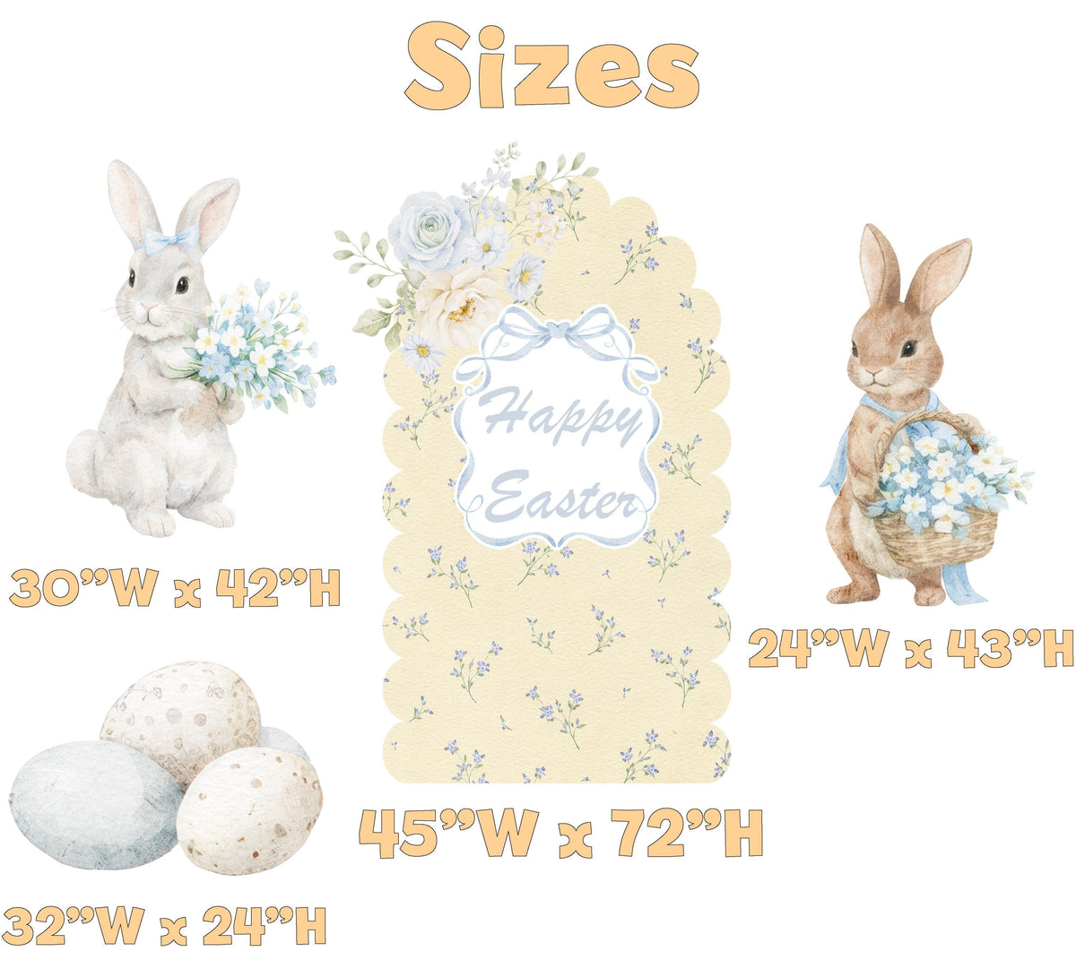 Spring Easter Bunny Cutouts (Yellow Easter Arch), Baby Shower Decor, Backdrop, Yard Sign, Easter Decor, Cottagecore, Grandmillennial