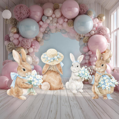 Spring Easter Bunny Cutouts — custom party decor, printed and cut to shape