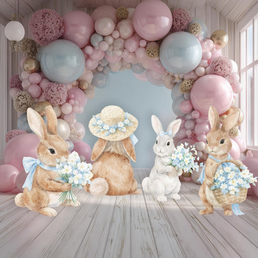 Spring Easter Bunny Cutouts — custom party decor, printed and cut to shape