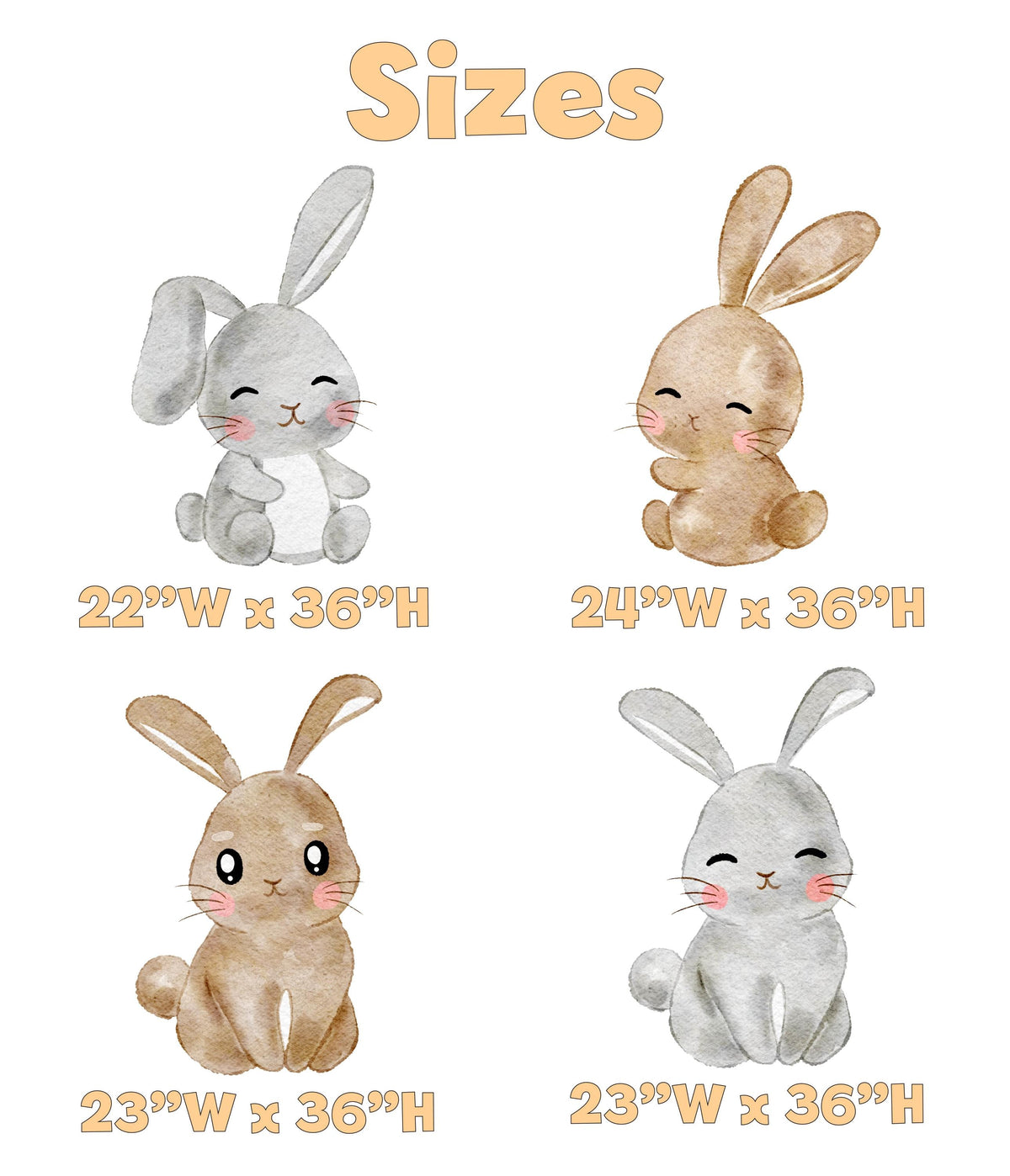 Woodland Bunny Cutouts Set 4, Baby Shower Decor, Backdrop, Yard Sign, Easter Bunny, Rabbit
