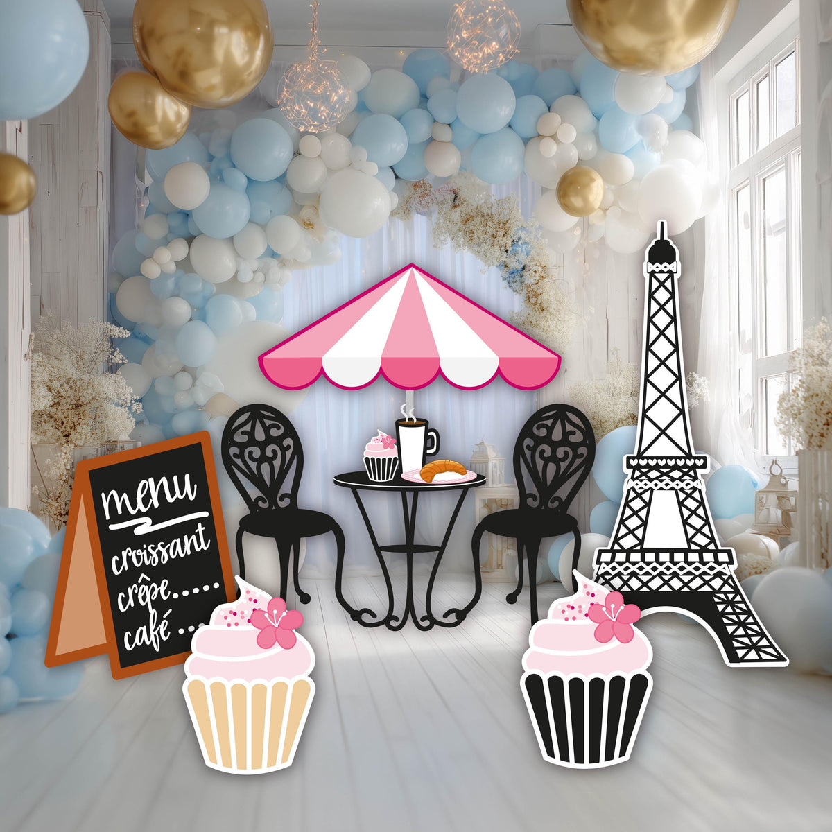 French Cafe Cutouts — custom party decor, printed and cut to shape