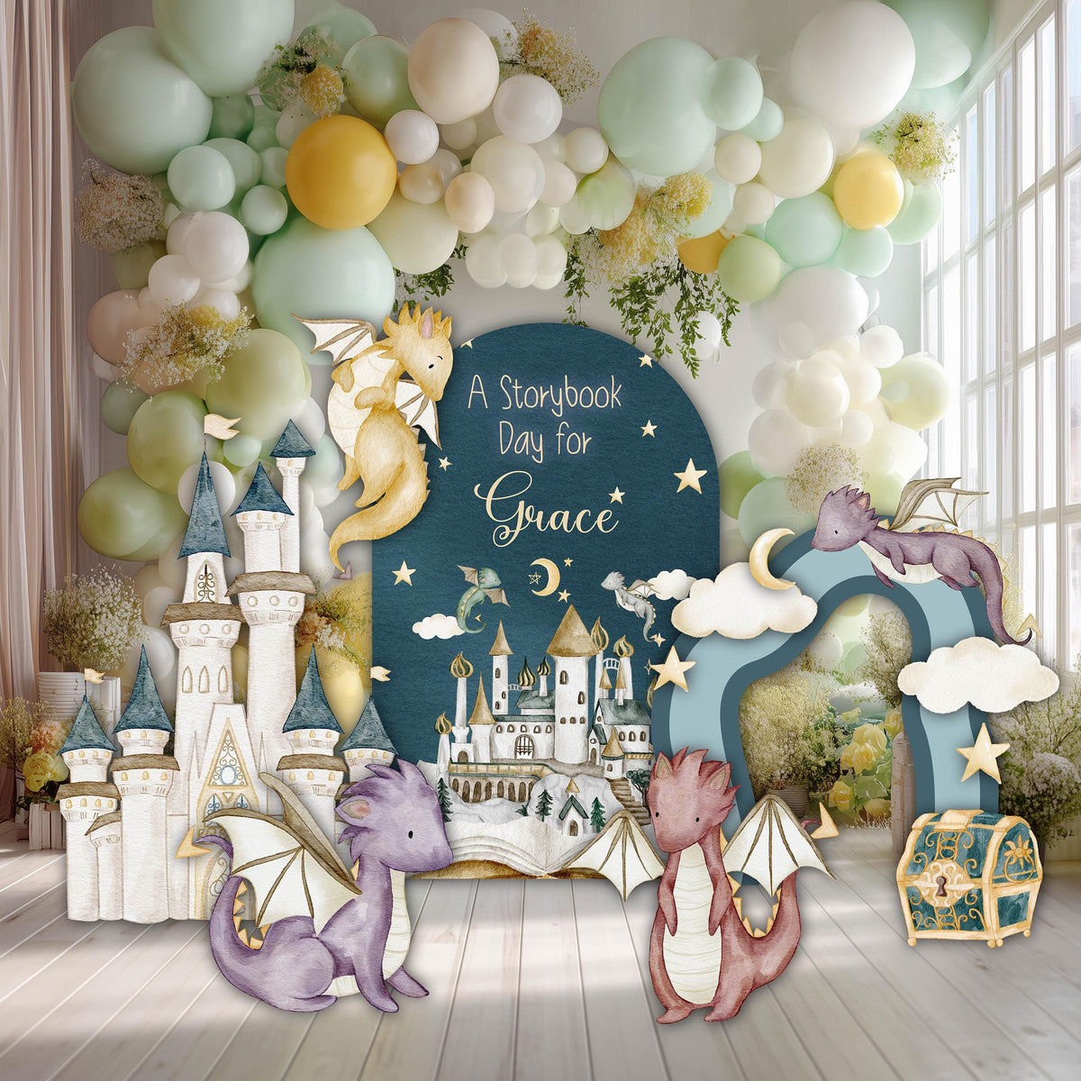Dragons Cutouts, Fantasy Birthday Decor, Party Props, Dragon Kingdom, Baby Shower, Storybook, Fairytale, Magic Castle