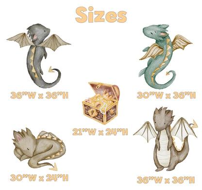 Dragons Cutouts Set of 5, Fantasy Birthday Decor, Party Props, Dragon Kingdom, Baby Shower, Storybook, Fairy Tale