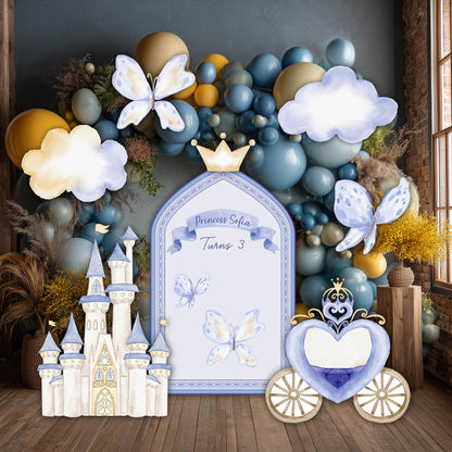 Blue Baby Princess Cutout, Storybook Baby Shower, 1st Birthday, Girls Birthday, Castle, Princess Carriage, Fairytale