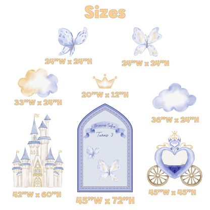 Blue Baby Princess Cutout, Storybook Baby Shower, 1st Birthday, Girls Birthday, Castle, Princess Carriage, Fairytale