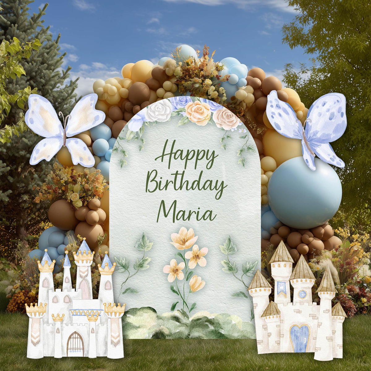 Fairy Kingdom Cutouts (Green & Gold Castles), Storybook Baby Shower, 1st Birthday, Girls Birthday, Castle, Princess Party, Fairytale