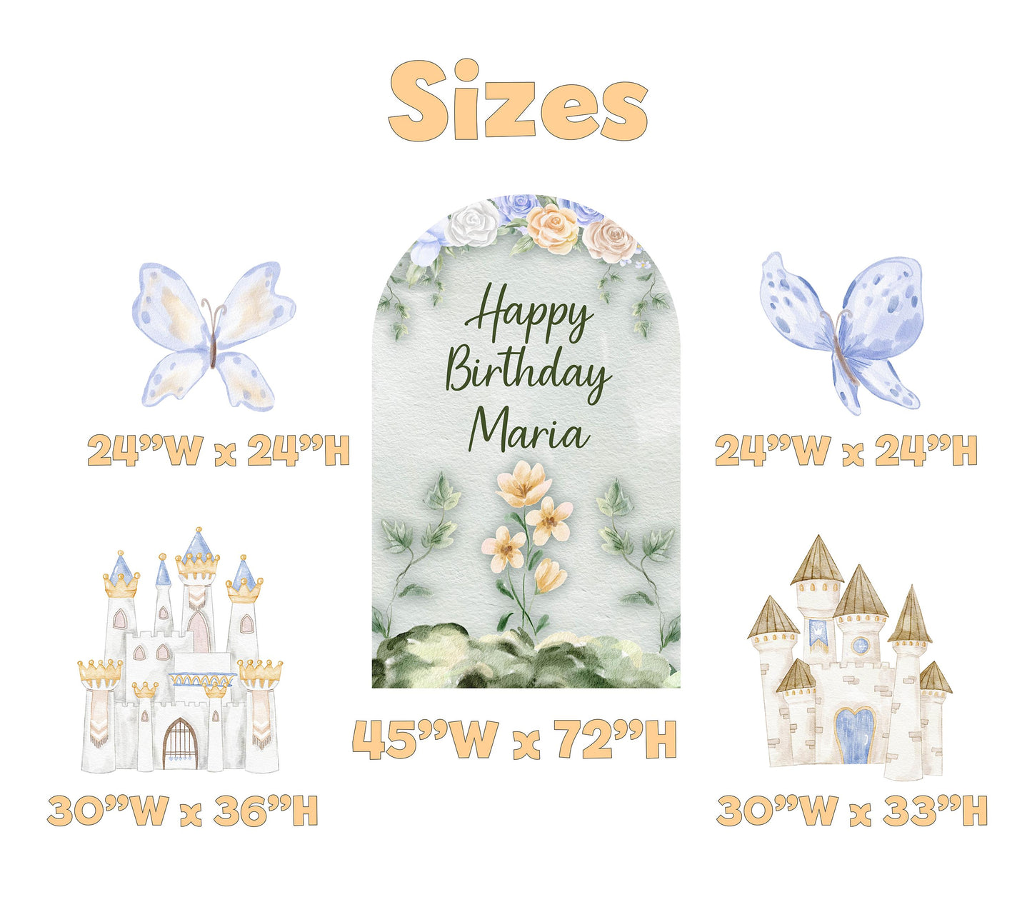 Fairy Kingdom Cutouts (Green & Gold Castles), Storybook Baby Shower, 1st Birthday, Girls Birthday, Castle, Princess Party, Fairytale