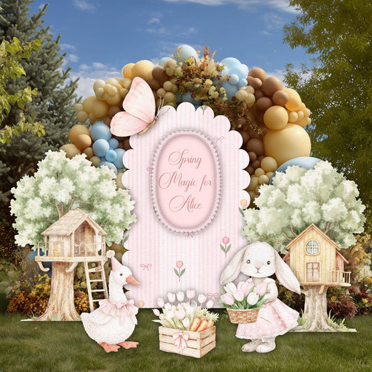 Pink Easter Bunny Cutouts — custom party decor, printed and cut to shape
