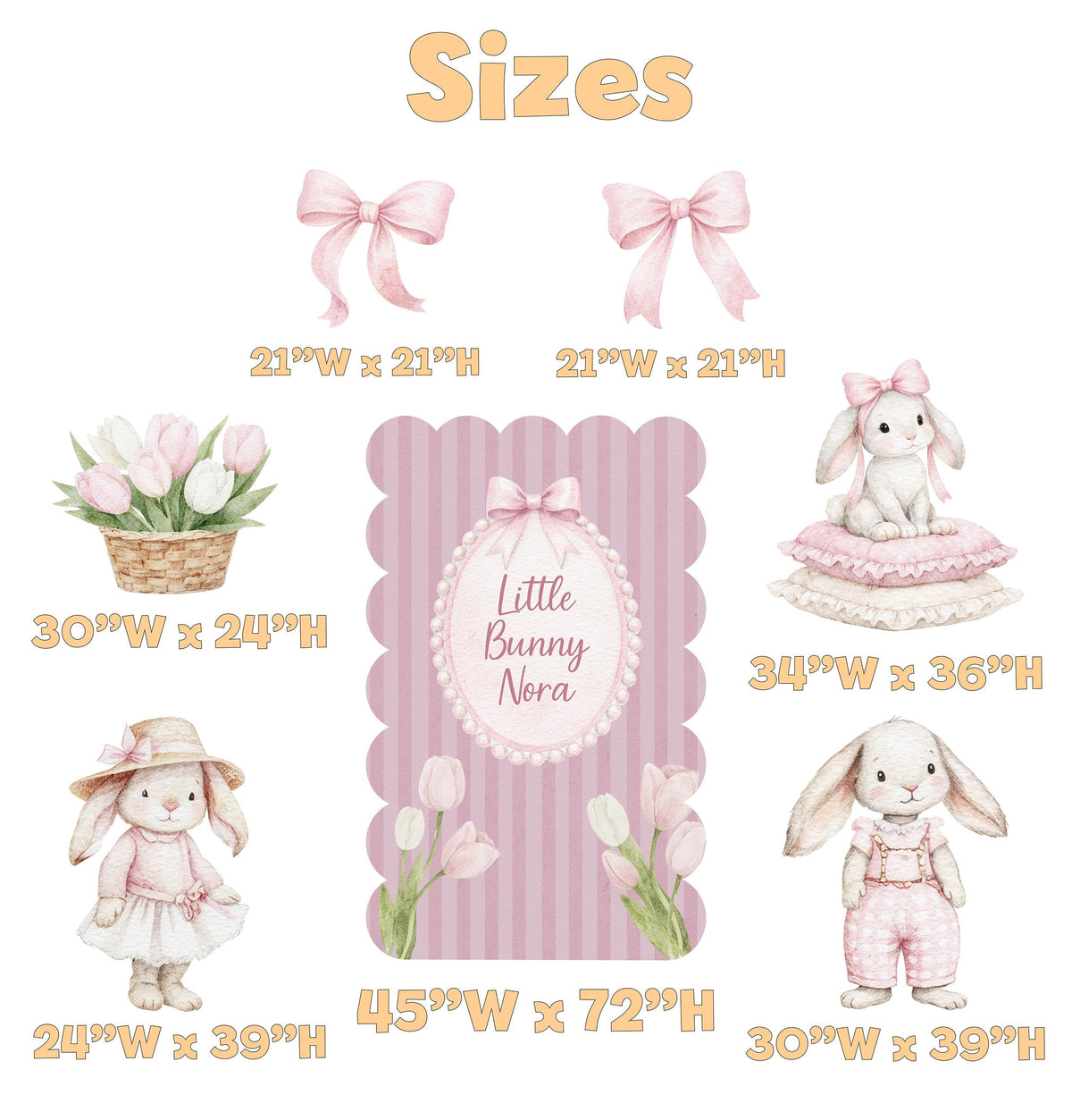 Pink Bunny Cutouts, Storybook Baby Shower, Backdrop, Baby Girl, Cottagecore Spring, 1st Birthday