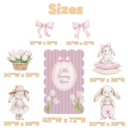 Pink Bunny Cutouts, Storybook Baby Shower, Backdrop, Baby Girl, Cottagecore Spring, 1st Birthday
