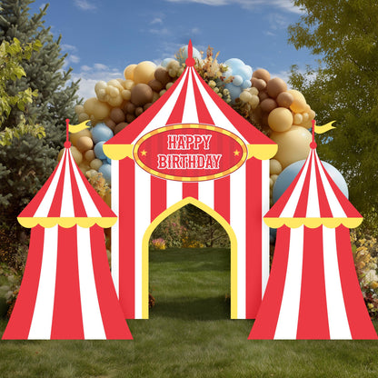 Red Circus Party Cutouts — custom party decor, printed and cut to shape