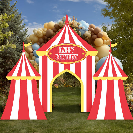 Red Circus Party Cutouts — custom party decor, printed and cut to shape