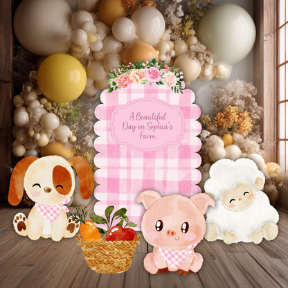 Pink Farm Animals Cutouts, Ranch Animals, Barnyard Birthday Props, Personalized Baby Shower, Centerpieces