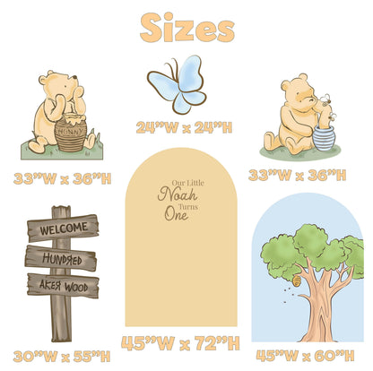 Classic Honey Bear Cutouts (Double Arch with Signpost), Baby Shower Decor, Backdrop, Baby Boy, Bear Props, 1st Birthday