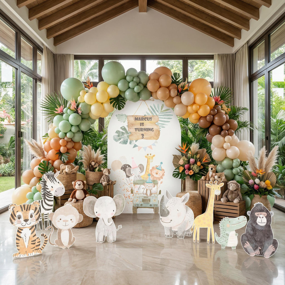 Safari Animals Cutouts, Wild One, Birthday Decor, Zoo Baby Shower, Backdrop, Watercolor Jungle Animals, Party Prop,Centerpieces,Party Animal