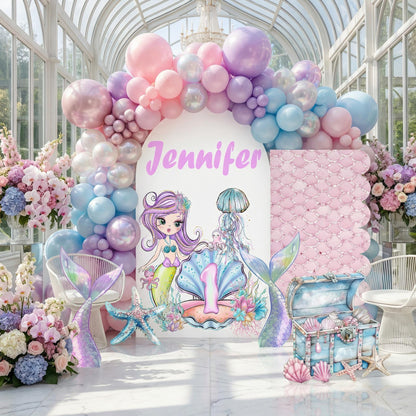Personalized Mermaid Backdrop, Mermaid Cutouts, Birthday Party Decor, Birthday Props, Under The Sea Party, Arch Backdrop, Mermaid Tails