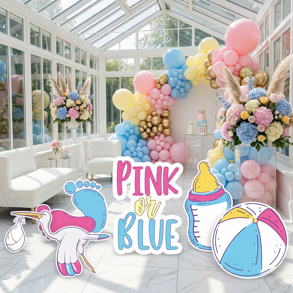 Pink Or Blue, Gender Reveal Party Decoration,Gender Reveal Yard Sign Decoration,Boy or Girl,Gender Announcement,Standee Cutouts Centerpieces