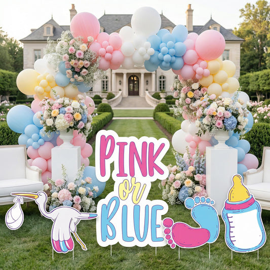 Pink Or Blue — custom party decor, printed and cut to shape