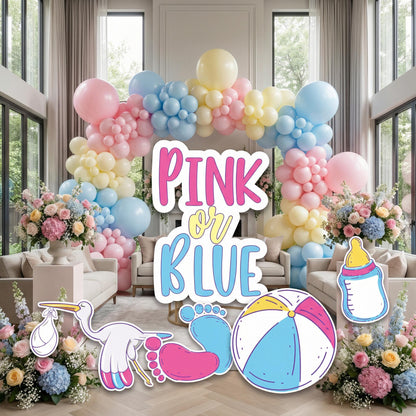 Pink Or Blue, Gender Reveal Party Decoration,Gender Reveal Yard Sign Decoration,Boy or Girl,Gender Announcement,Standee Cutouts Centerpieces