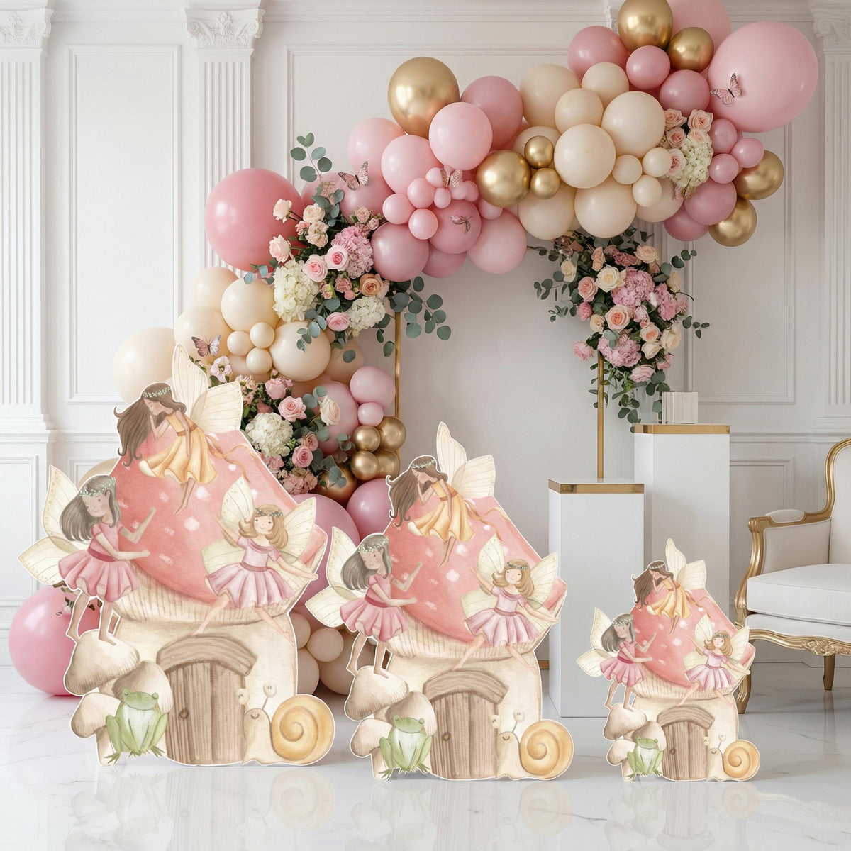 Fairy First Birthday Cutout, Fairy Theme Baby shower Mushroom Backdrop, Enchanted Fairy Birthday Decor, Fairy Door, Stand Up Prop, Signs