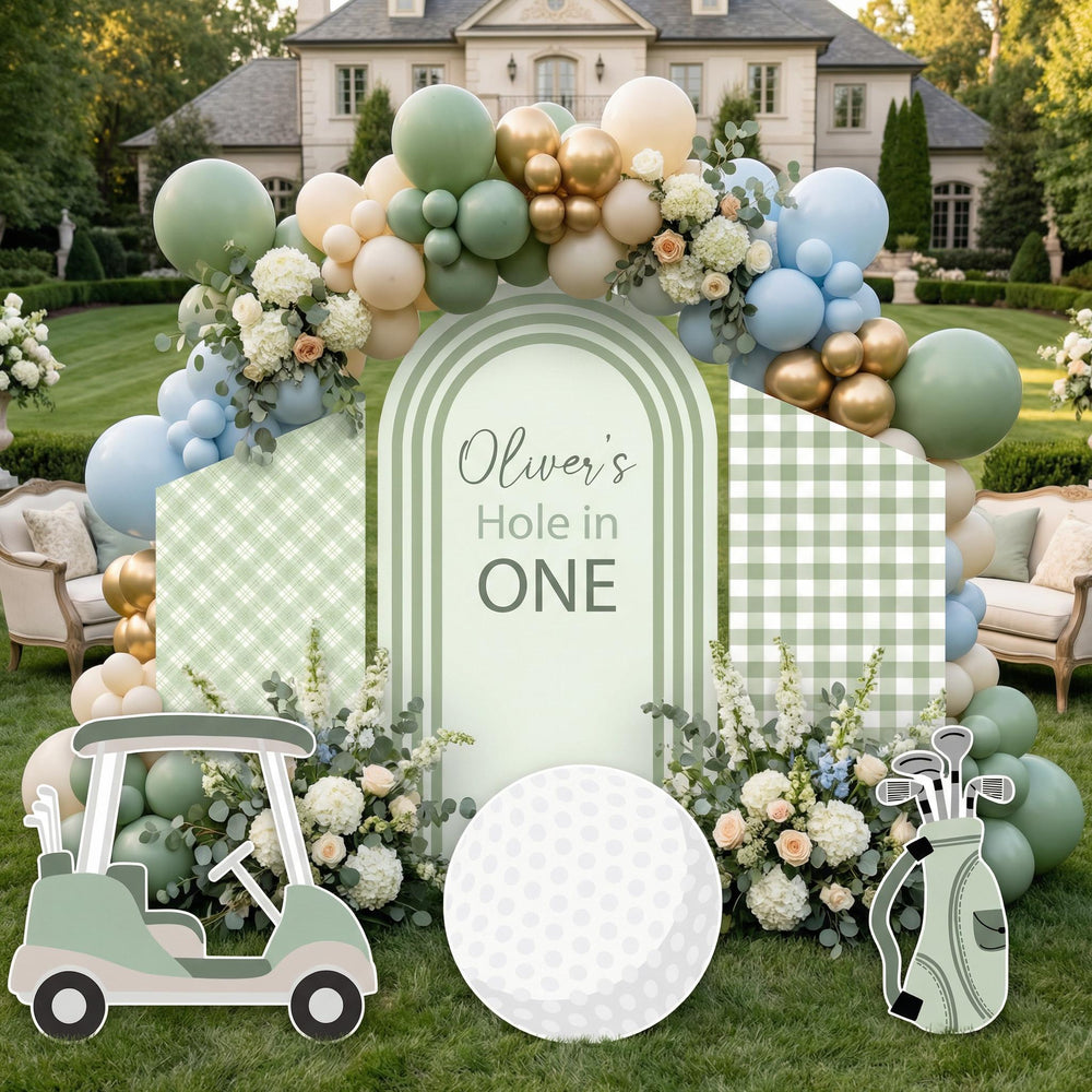 Hole in One Birthday Cutouts (Gingham Arch), Green Golf Party Decor, Golf Baby Shower, 1st Birthday, Baby Shower