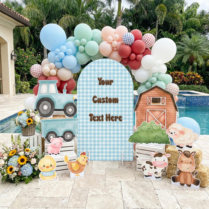 Farm Animals Cutouts Set (Custom Text Arch), Baby Boy, Barnyard Birthday Prop, Farm Animal Standee, Baby Shower,Farm Themed Party Decor,Centerpieces,Yard Signs