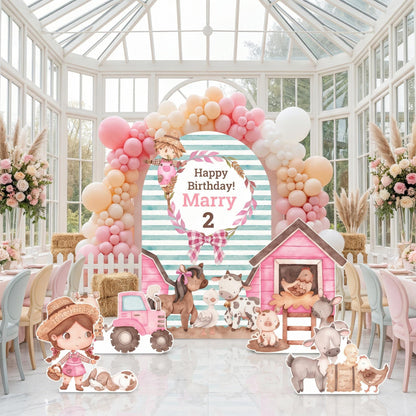 Farm Animals Cutouts Set (Pink Farm Set), Ranch Animals Party, Barnyard Birthday Prop, Farm Animal Standee, Baby Shower,Farm Themed Party Decor,Centerpieces