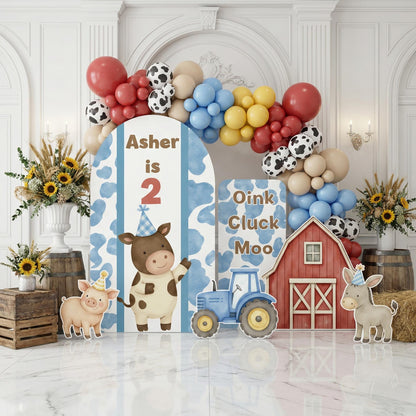 Farm Animals Cutouts Set (Oink Cluck Moo), Baby Boy, Barnyard Birthday Prop, Farm Animal Standee, Baby Shower,Farm Themed Party Decor,Centerpieces,Yard Signs