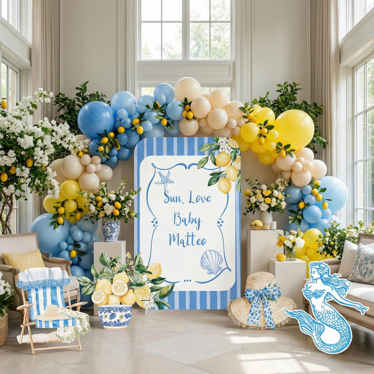 Mediterranean Birthday Cutouts, Amalfi Coast Bridal Shower Decor, Bachelorette Party, Lemons