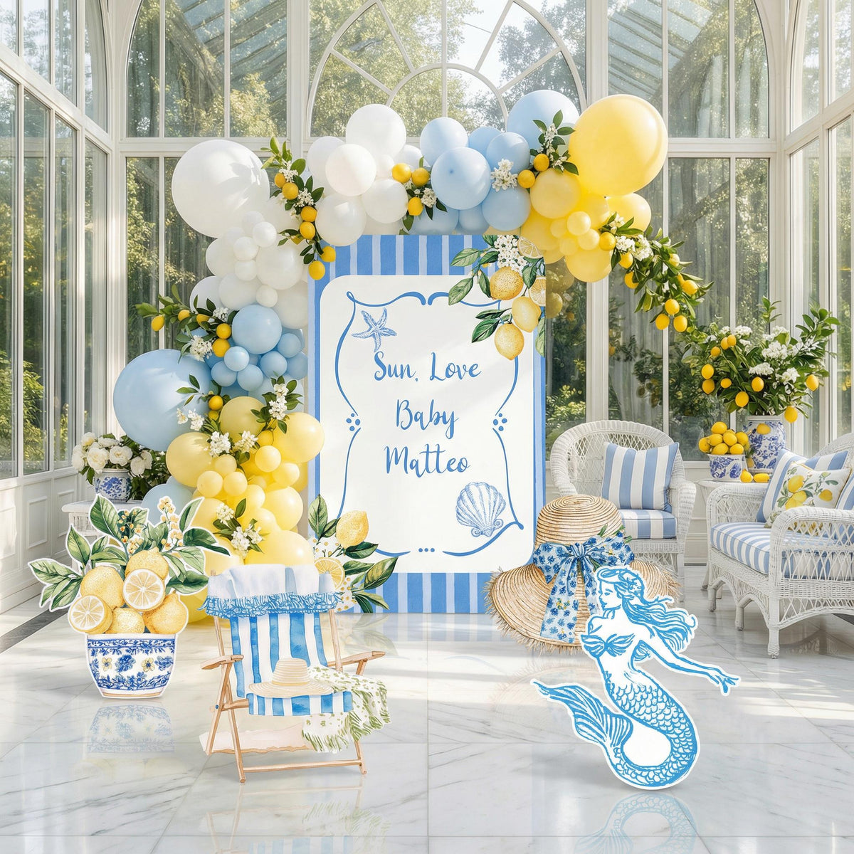 Mediterranean Birthday Cutouts, Amalfi Coast Bridal Shower Decor, Bachelorette Party, Lemons